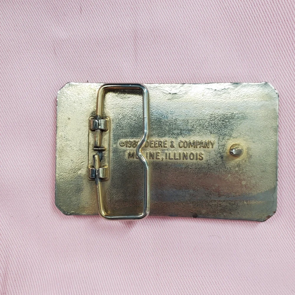 John Deere silver tone belt buckle Vintage 1988